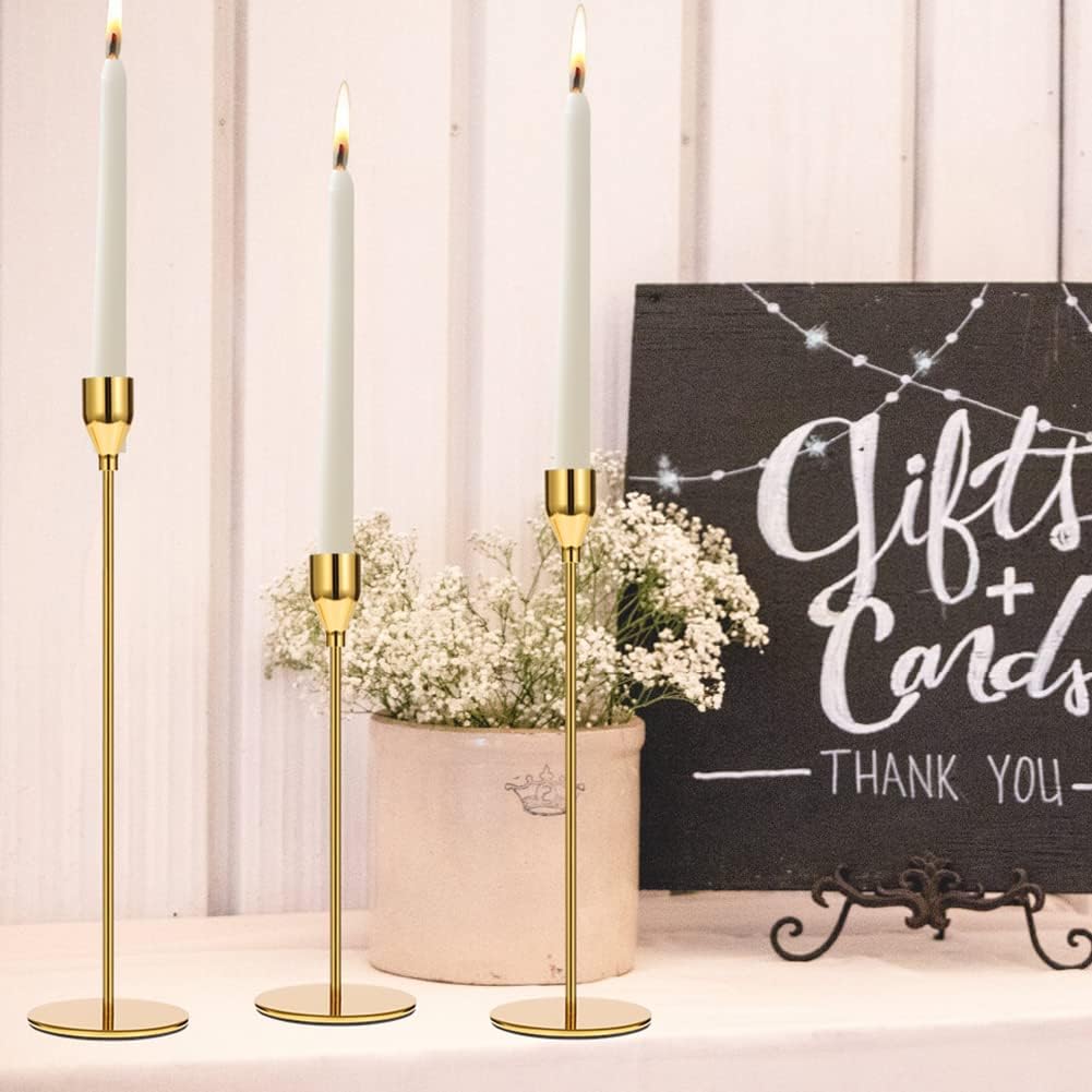 Set of 6 Gold Candlestick Holders Taper Candle Holders Candle Holders Decorative Candlestick Holder for Home Decor