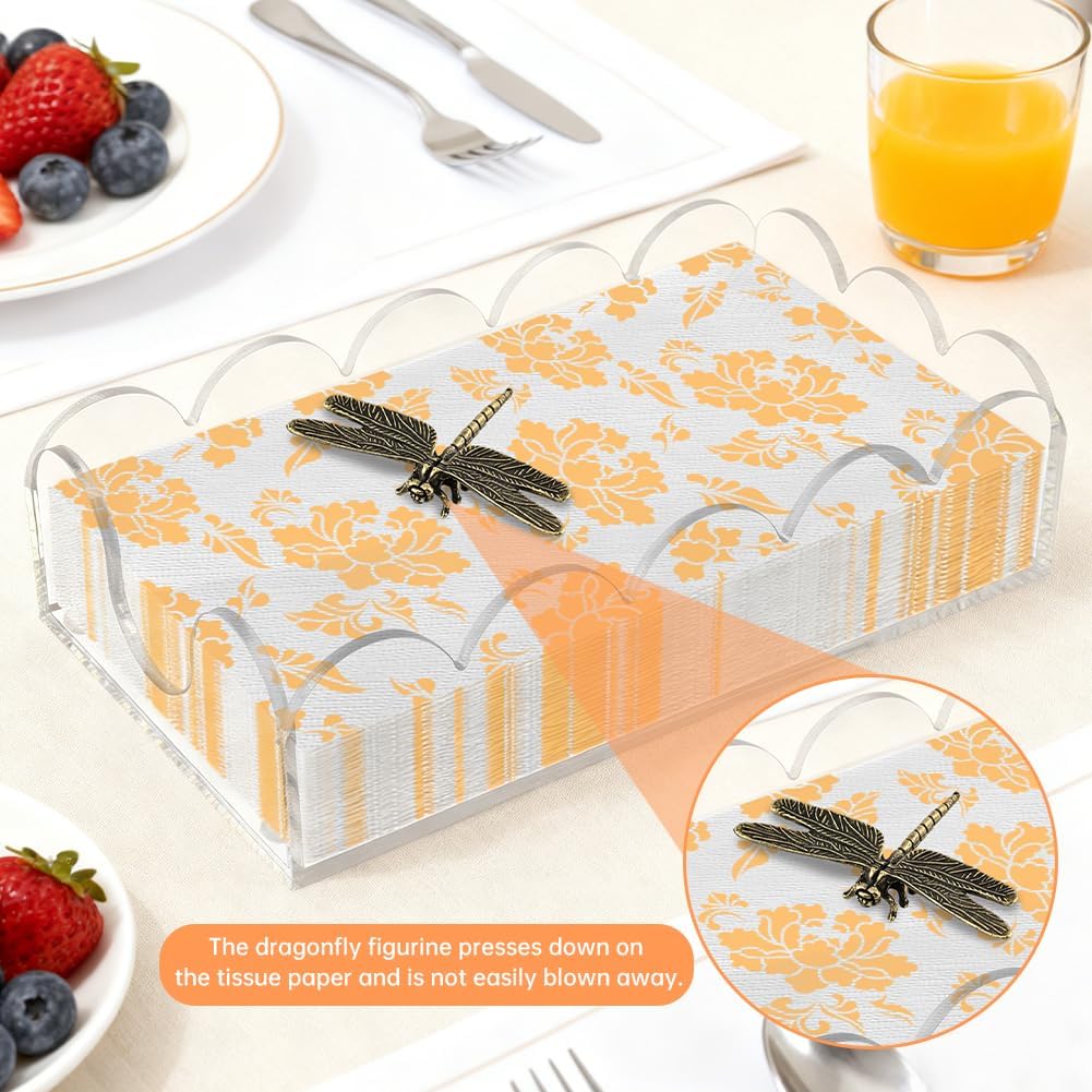 Acrylic Napkin Holder Scalloped Tray / 9 x 5.5 x 2.5 / Clear