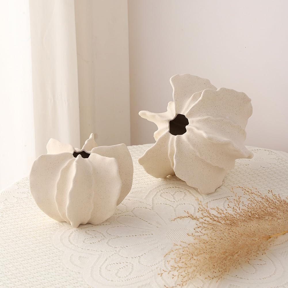White Ceramic Vase Modern Home Decor / White-8