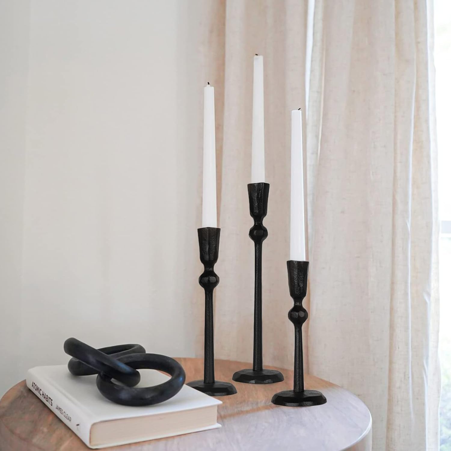 Iron Taper Candle Holder - Set of 3 Decorative Candle Stand | Candlestick Holder for Wedding, Dinning, Party