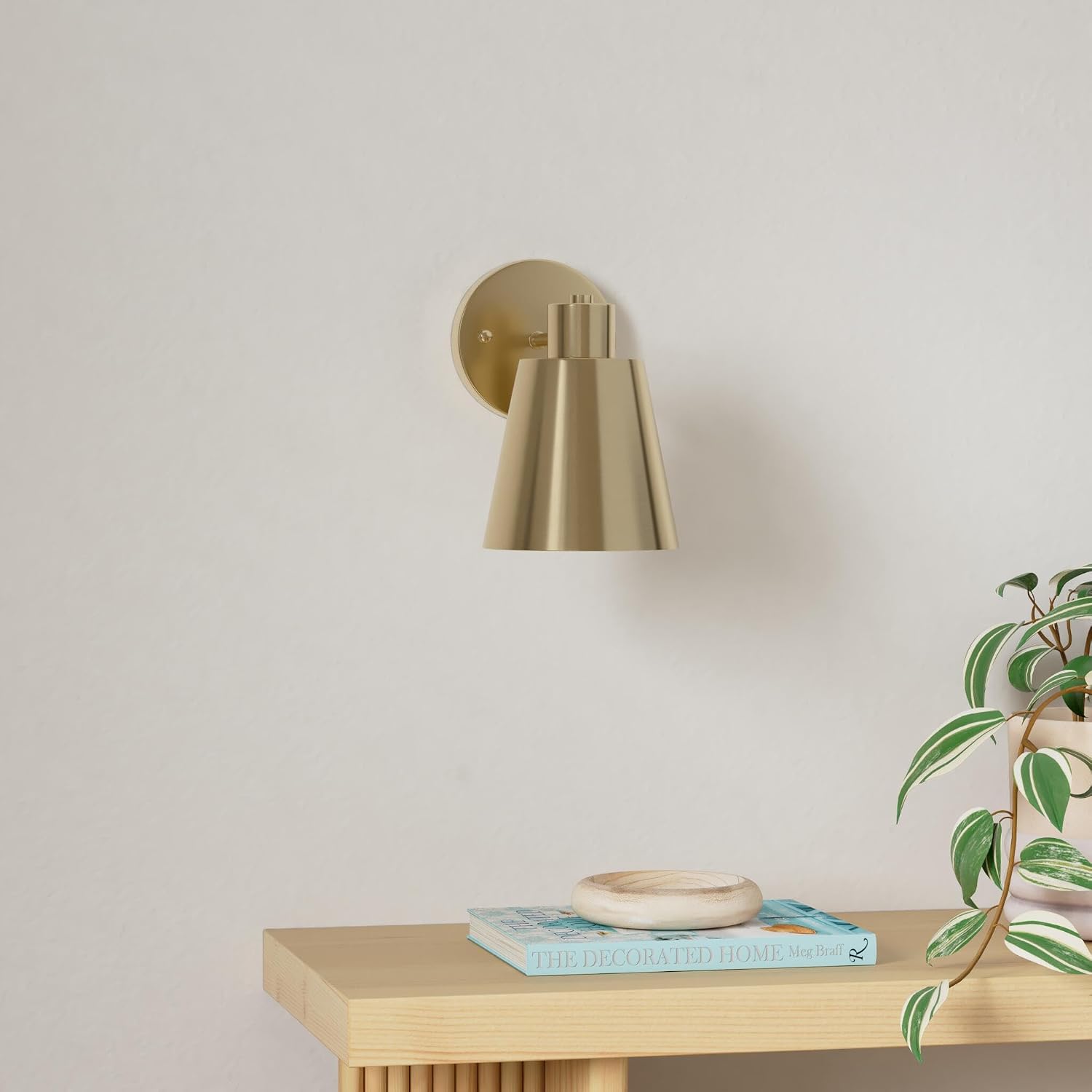 Battery Operated Wall Sconce Set of Two,Gold Modern with Remote Control Dimmable Wall Lighting Indoor, Not Hardwired