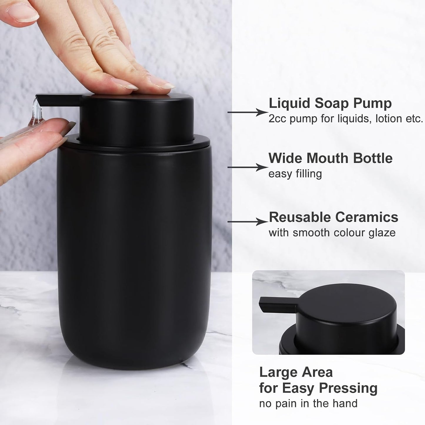 BosilunLife Black Ceramic Bathroom Accessories Set of 4 | Bathroom Decor Sets Accessories Bathroom Lotion Soap