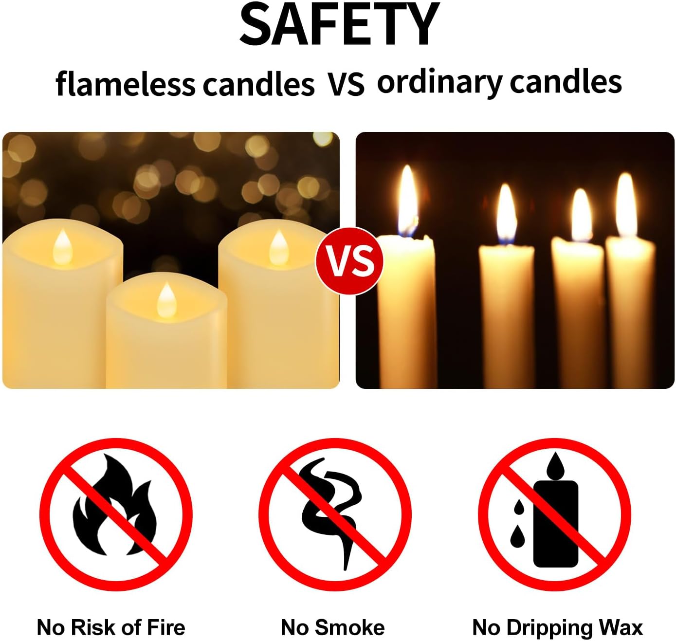 3″x4″ Flickering Flameless Candles Set of 3, 2AA Battery Life 600 Hours Battery Candles Flickering with Timer,4 inch