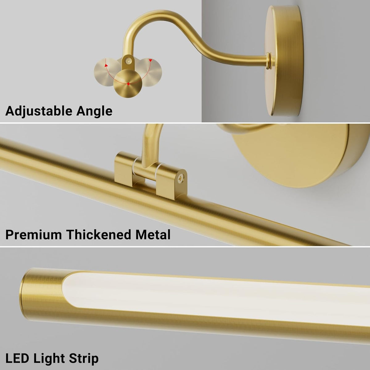 Tipace Hardwired Gold Picture Lights for Paintings - 15.7 inch 3CCT Dimmable Gallery Light LED Wall Art Lighting with