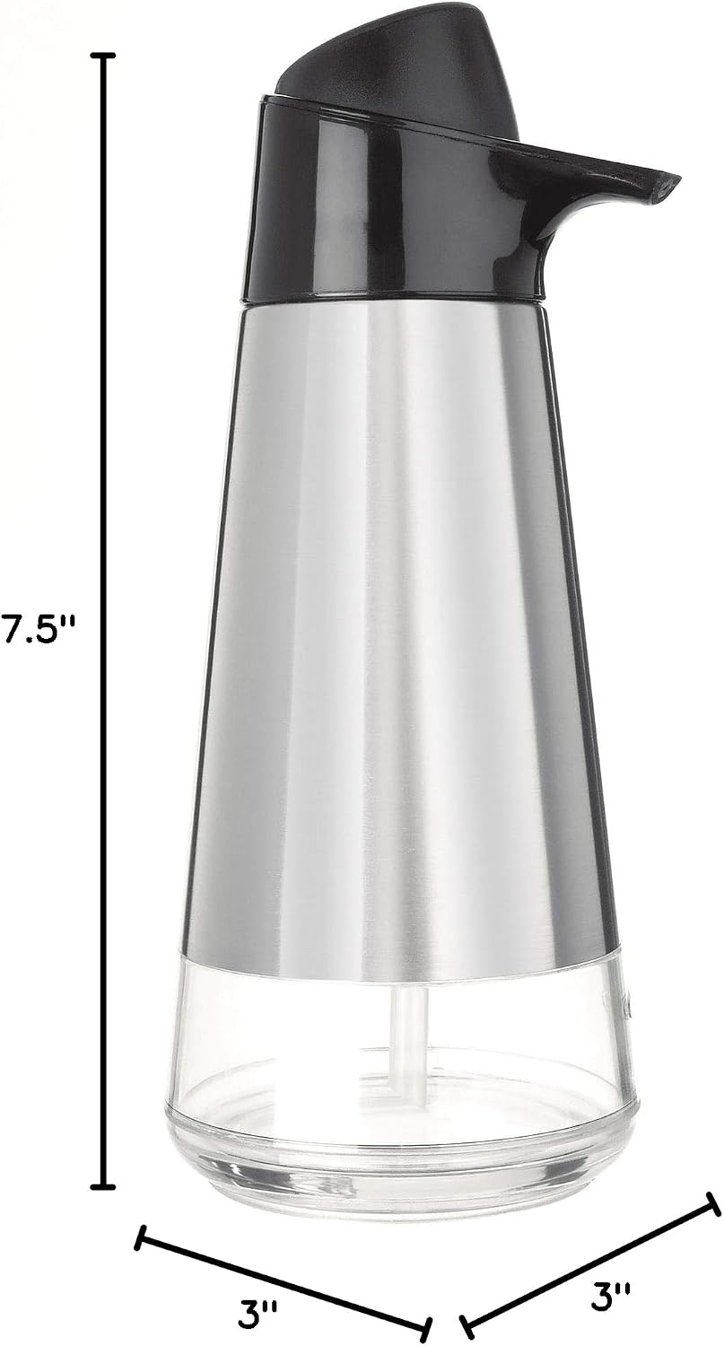 OXO Good Grips Stainless Steel Easy Press Soap Dispenser | 15 oz Capacity, One-Handed Press, Fingerprint-Resistant