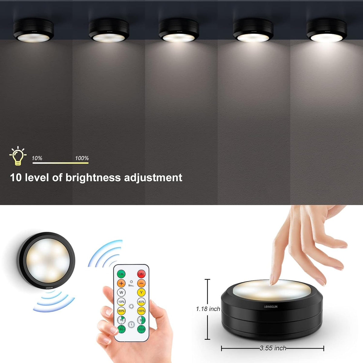 Puck Lights with Remote Control, Wireless LED Puck Light for Kitchen,Battery Operated Under Cabinet Lights, Under