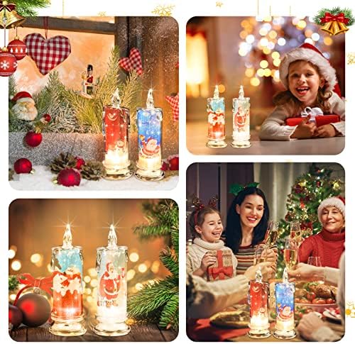 SupBri Christmas Flameless Candles, Xmas centerpieces for Tables Set of 4