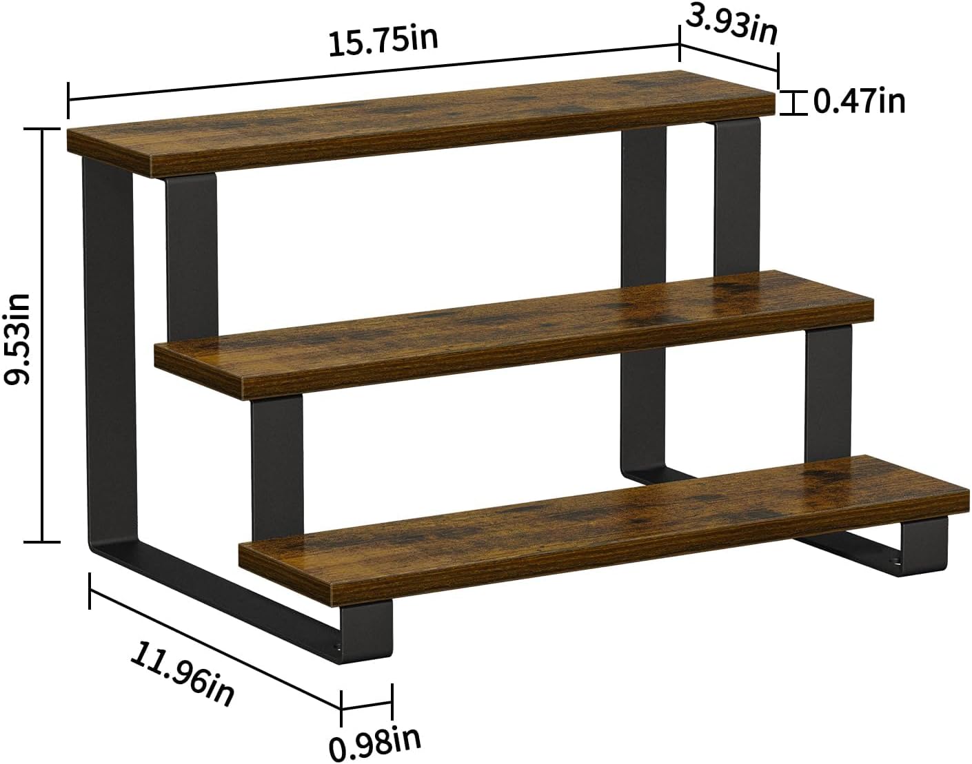 Wooden Display Riser Stand / 3 Tier Brown / 15.75 In