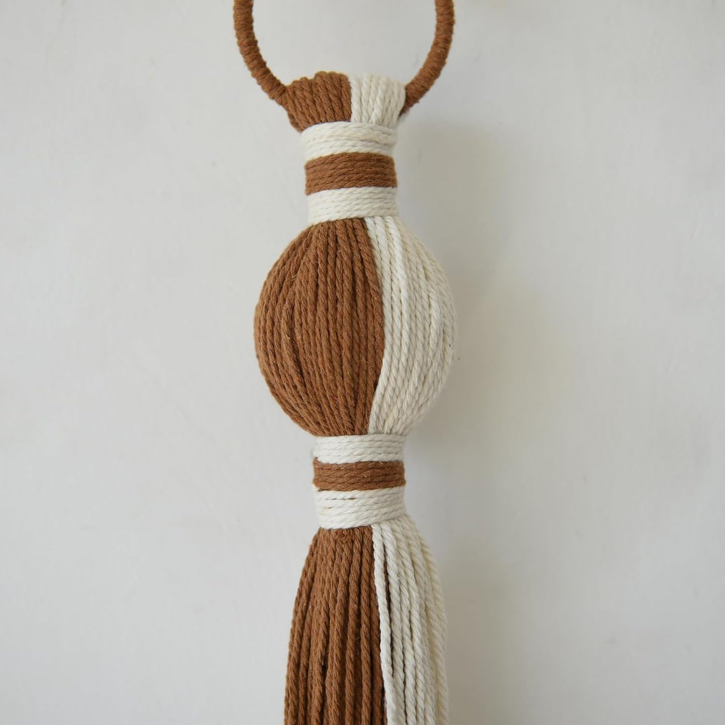 Macrame Wall Hanging Boho Home Decor Fiber Art / Ivory and Brown / Set of 2