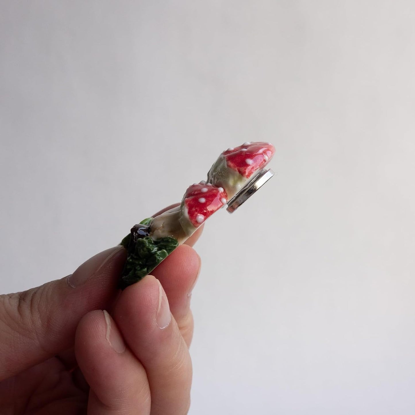 Handmade 3D Ceramic Decor / Mushroom / Red