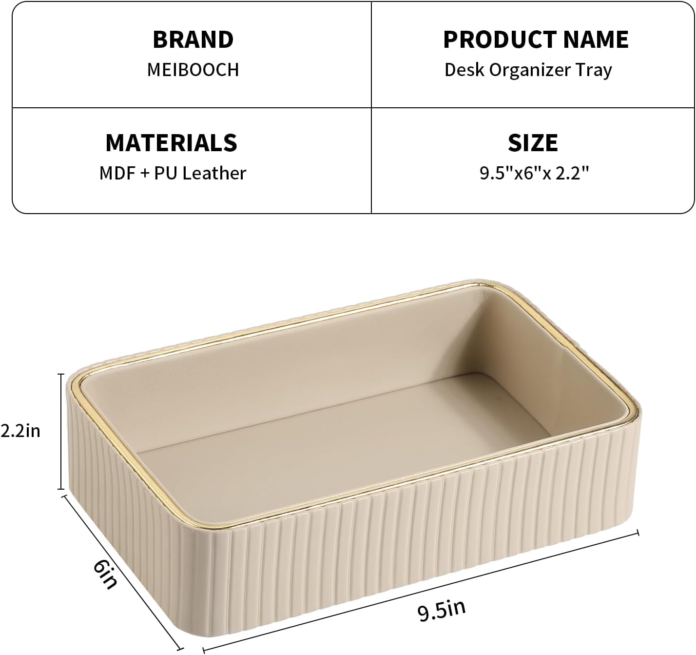 Desk Organizer Tray / Beige / 9.5 x 6 x 2.2