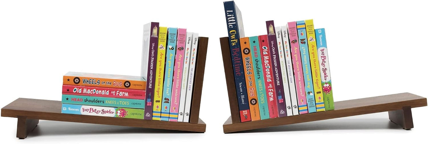 Desktop Wood Bookshelf Wooden Bookend / Brown Acacia