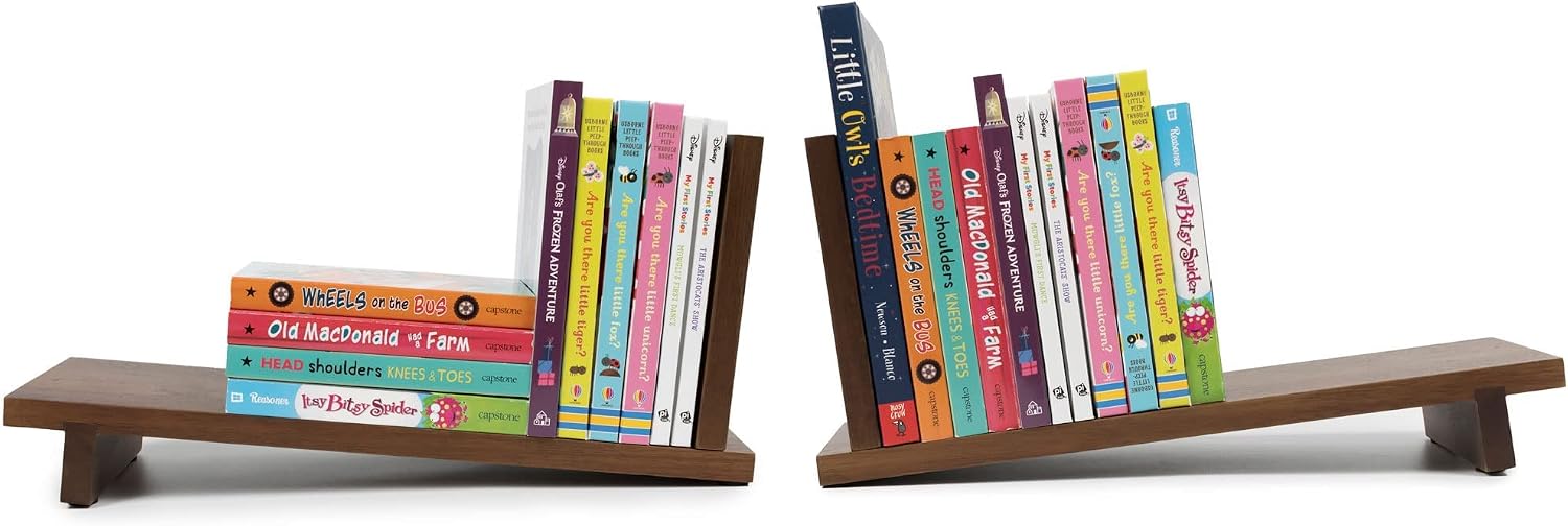 Desktop Wood Bookshelf Wooden Bookend / Brown Acacia