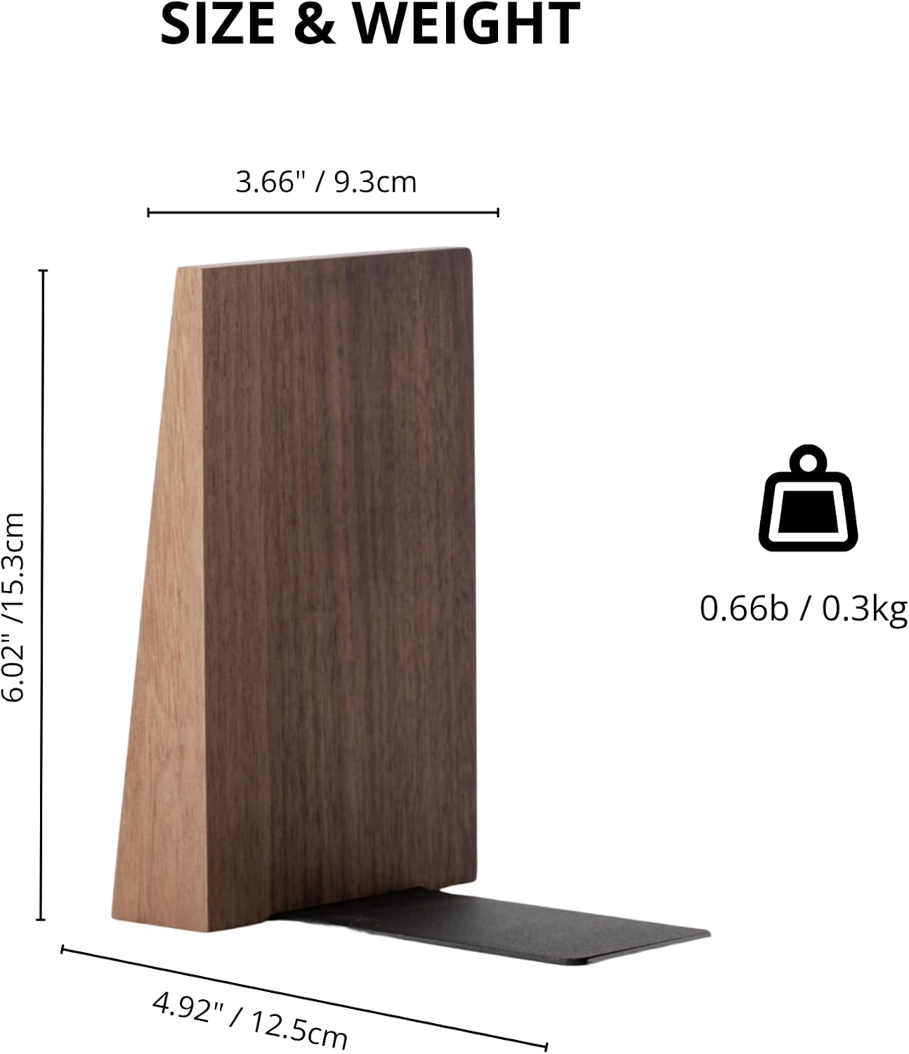 Thickened Wooden Bookends for Heavy Books / Walnut Wood