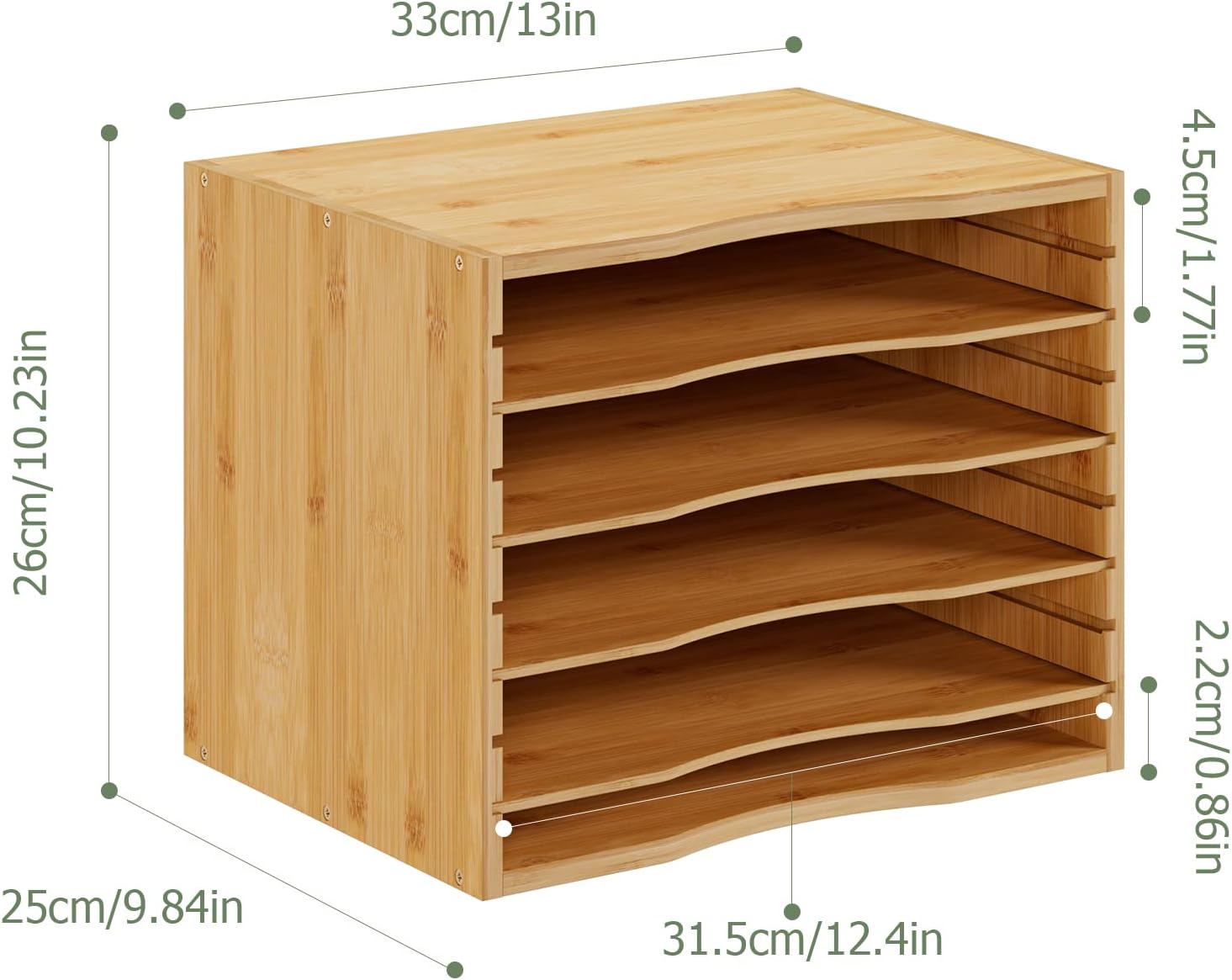 Bamjoy Bamboo 5 Tier Desktop Organizer, Paper Organizer Mail Sorter, File Holder Letter Document Storage with