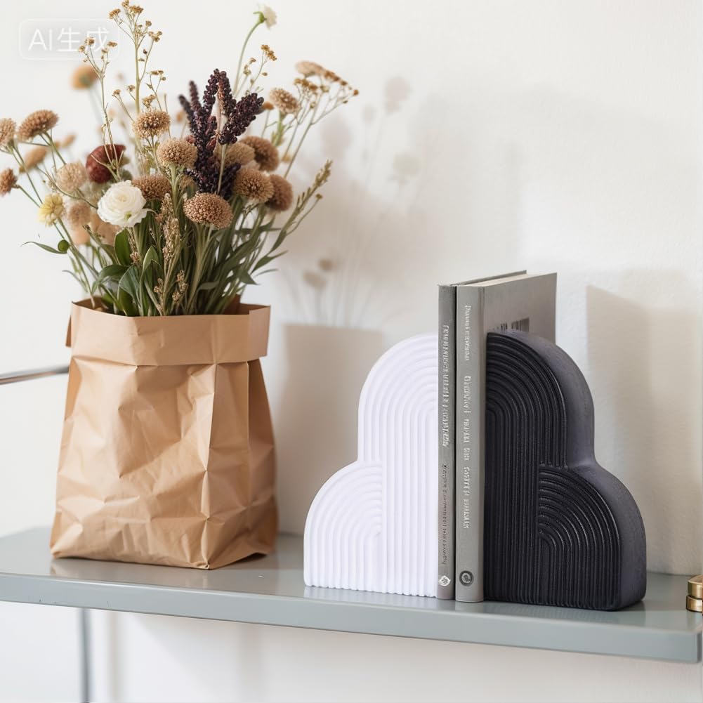 Modern Minimalist Geometric Book / White and Black / Set of 2