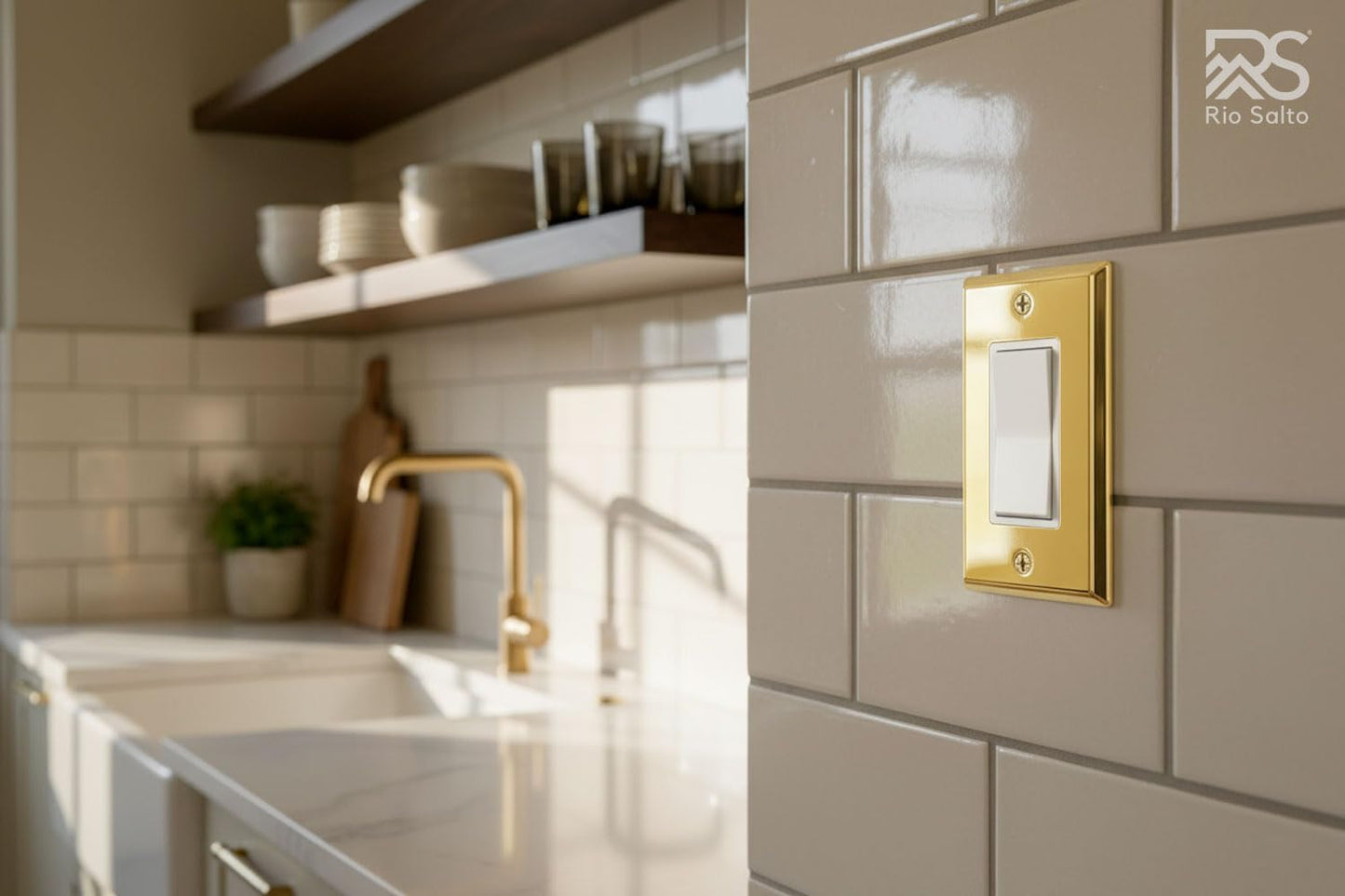 Rio Salto BRASS High Polished Gold Single Rocker Decorator Light Switch Cover – Signature Collection Premium Outlet