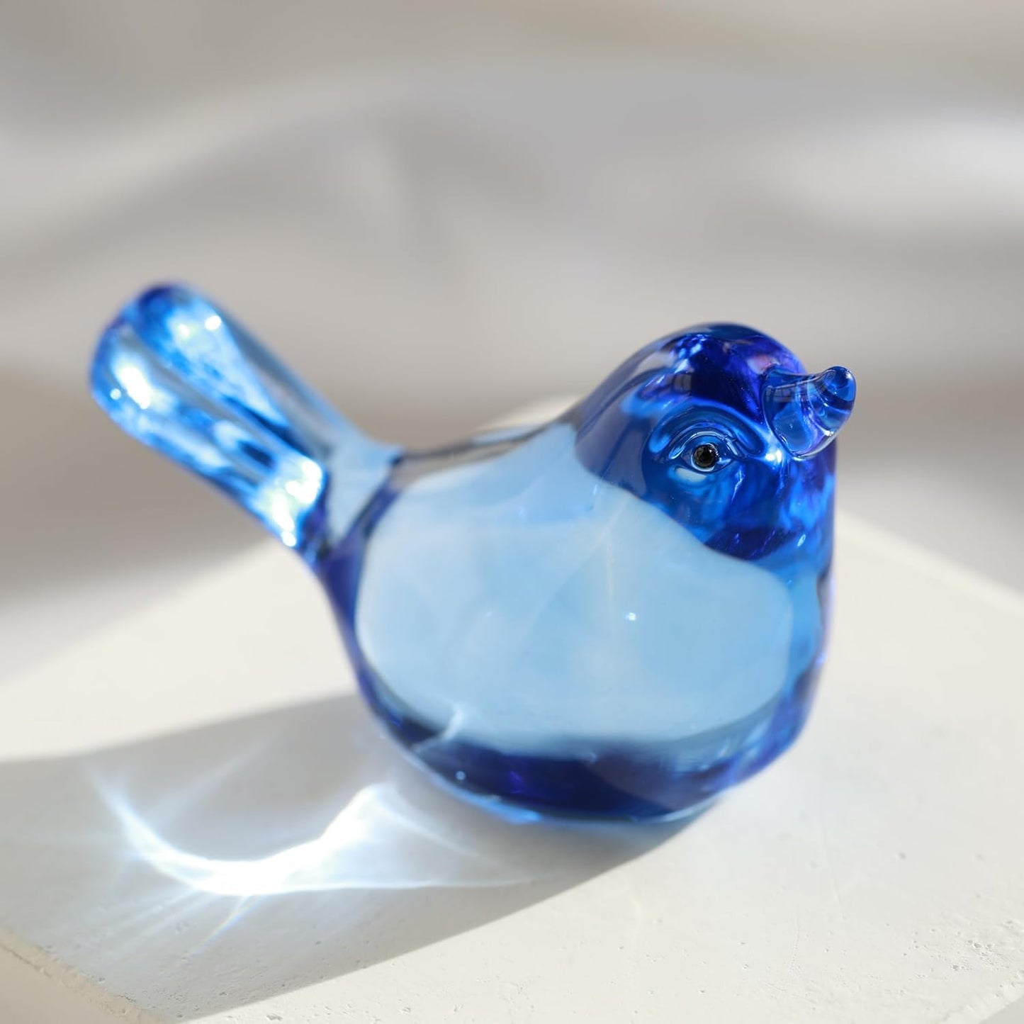 Glass Bird Statues Crystal Bird Figurines Handmade Modern Animal Statue Ornament / Blue / Set of 2