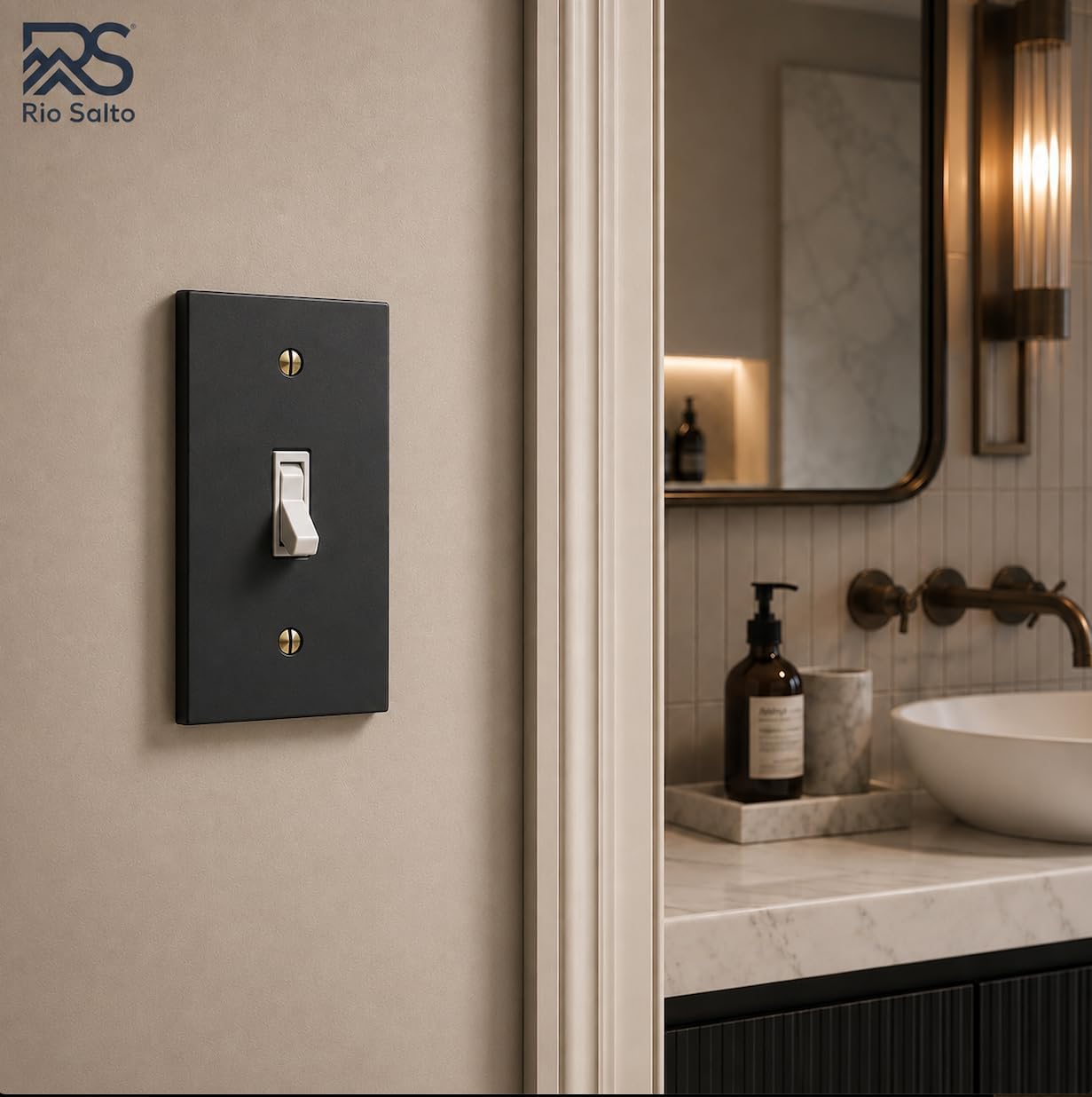 Rio Salto Forge Collection Decorative Matte Black Metal Outlet Covers, Light Switch Plate, Heavy Gauge 1-Gang Single