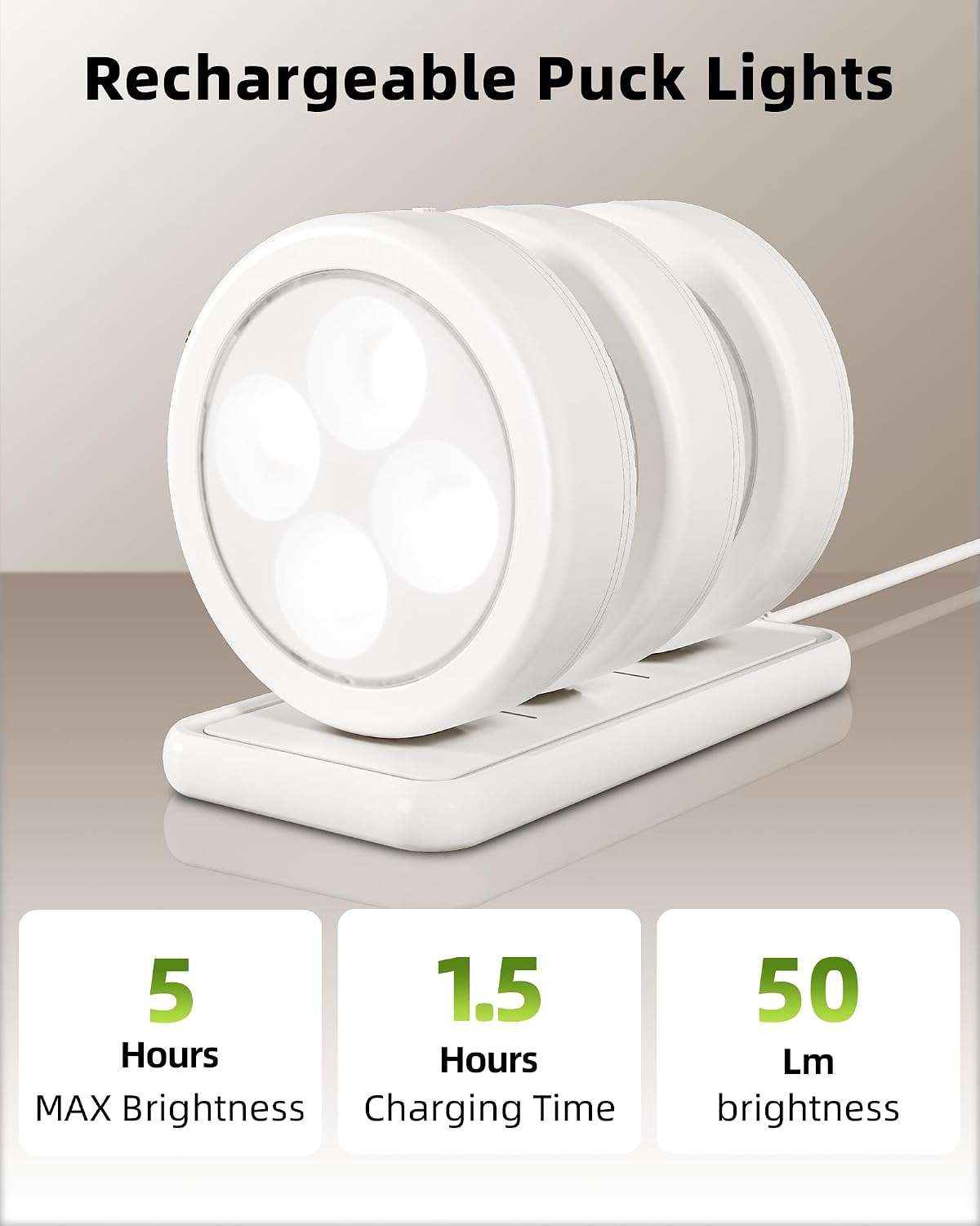 EZVALO LED Puck Lights with Charging Station, Rechargeable Stick On Tap Lights, Wireless Closet Light, 3 Color Temps