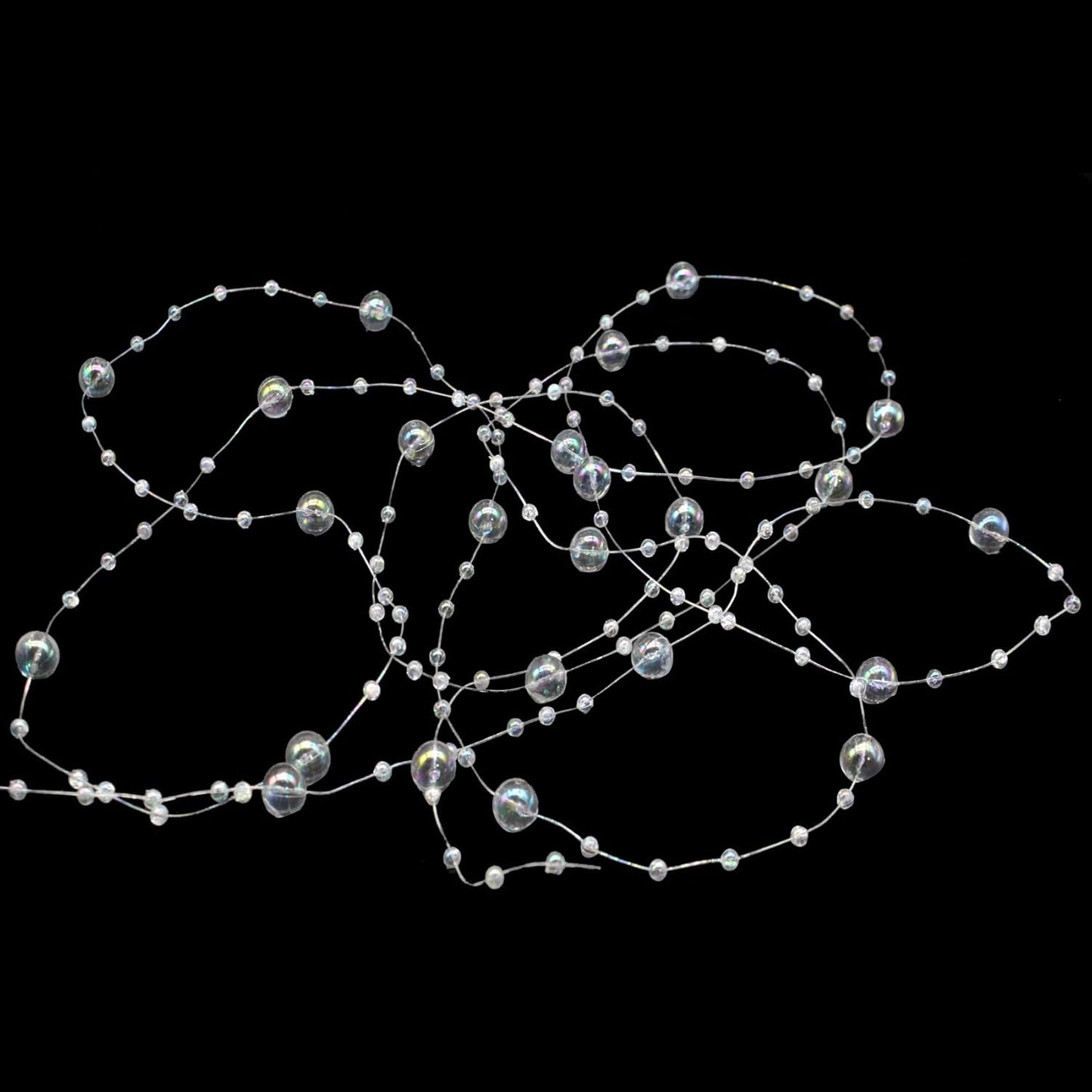Christmas Tree Beaded Garland Strand 3-8mm Artificial Pearls String Beads / Ab Transparent Color