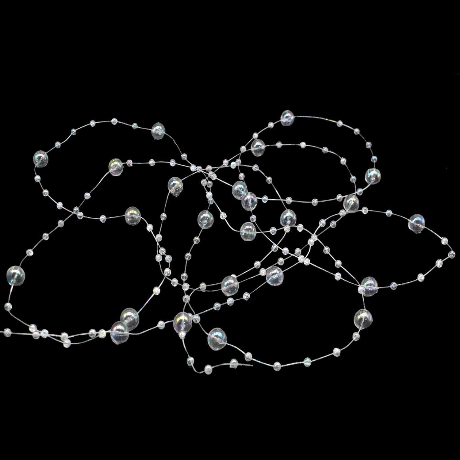 Christmas Tree Beaded Garland Strand 3-8mm Artificial Pearls String Beads / Ab Transparent Color