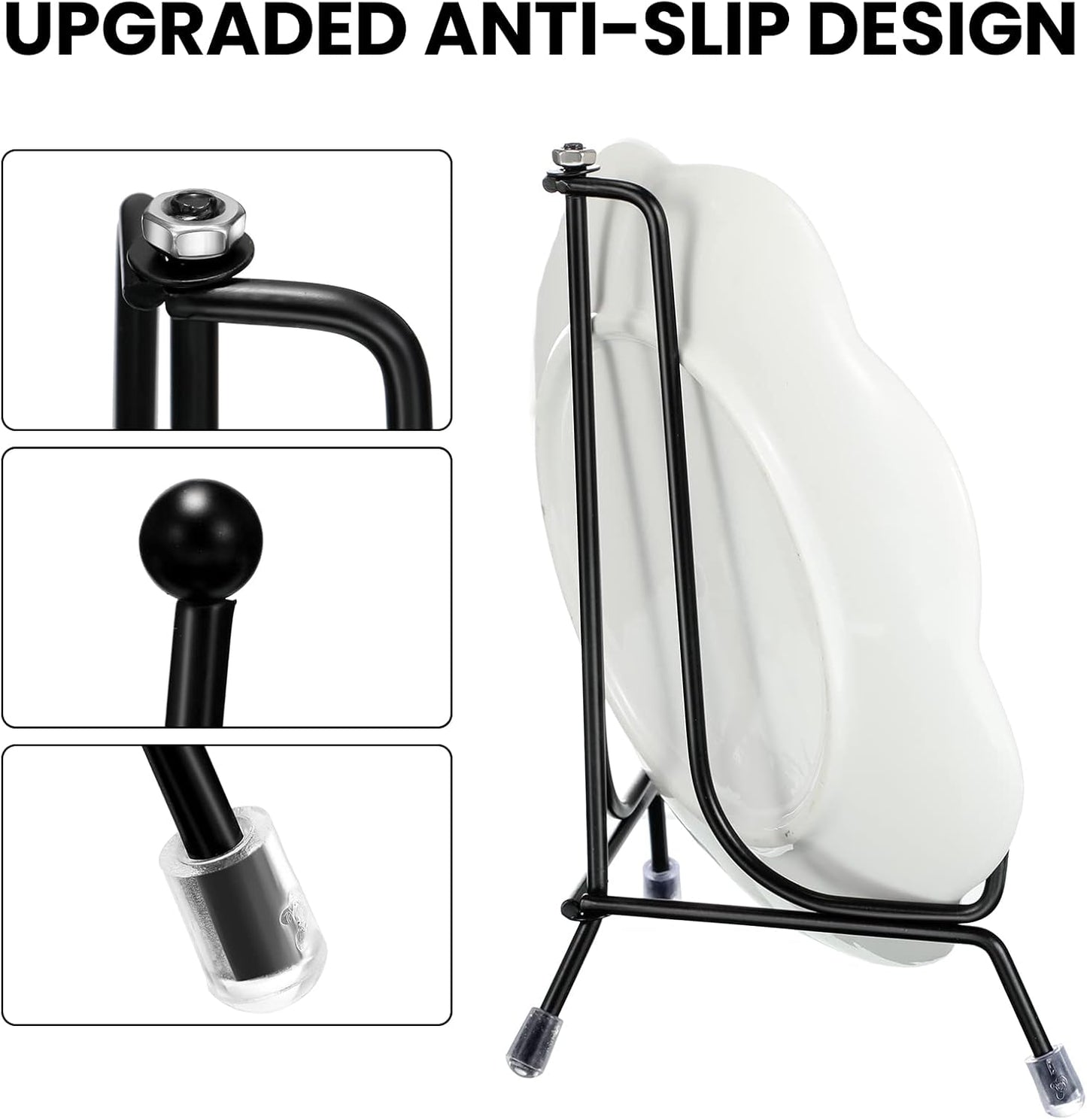 Anti Slip Plate Stands for Display / 4, 6, 8 Inch / Black / Set of 18