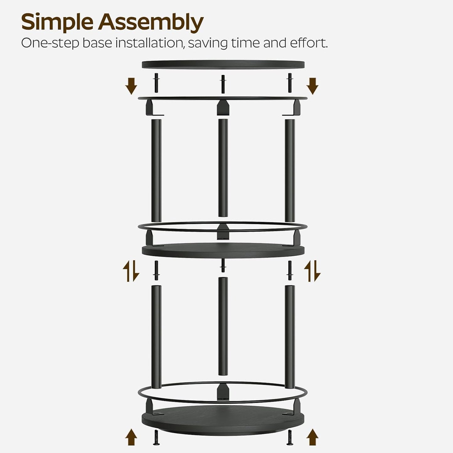 3-Tier Lazy Susan Organizer, Rotating Spice Rack, Spinning Organizer, Industrial Turntable Spice Rack Organizer for