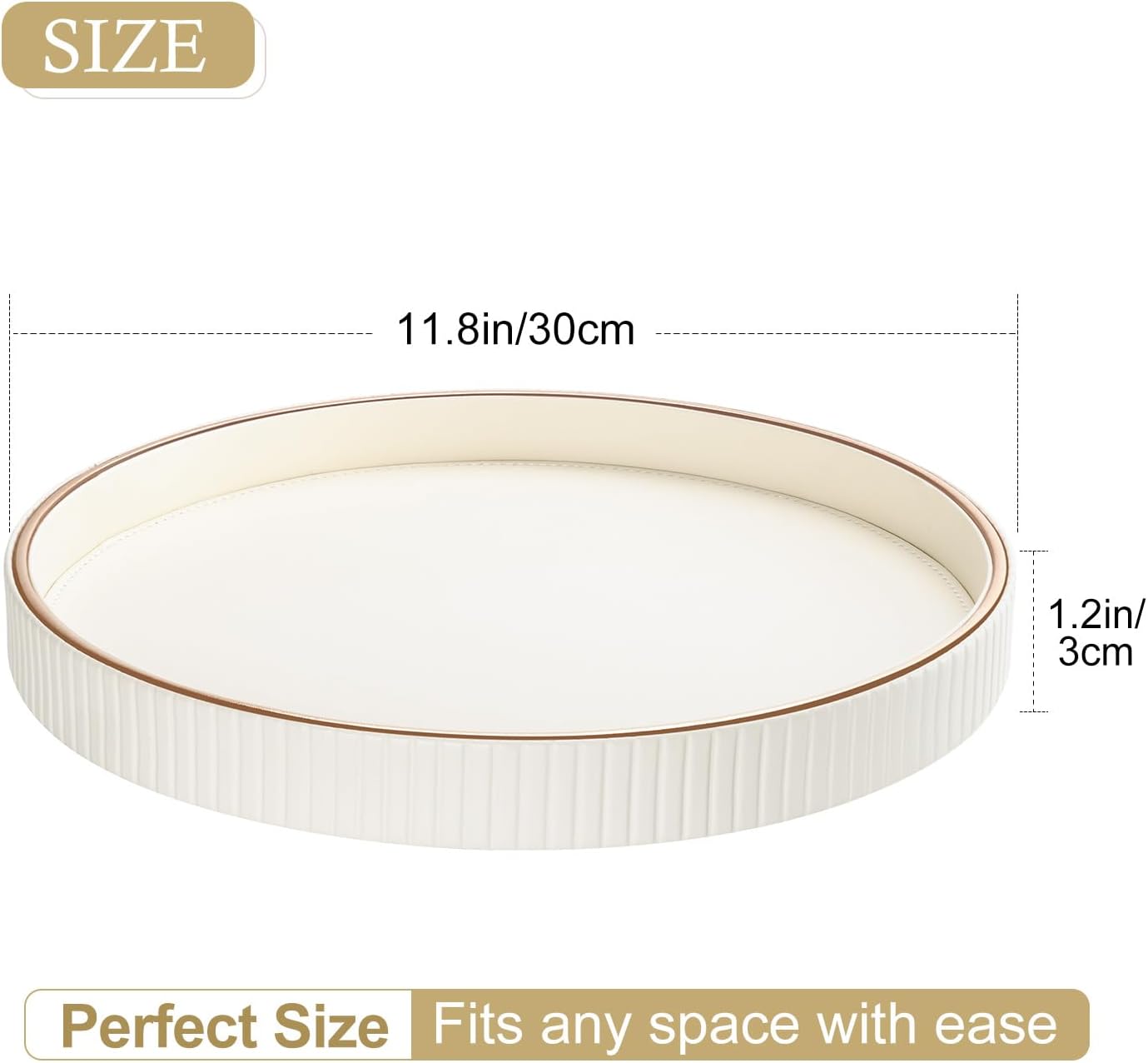 PU Leather Compact Table Tray / Cream White