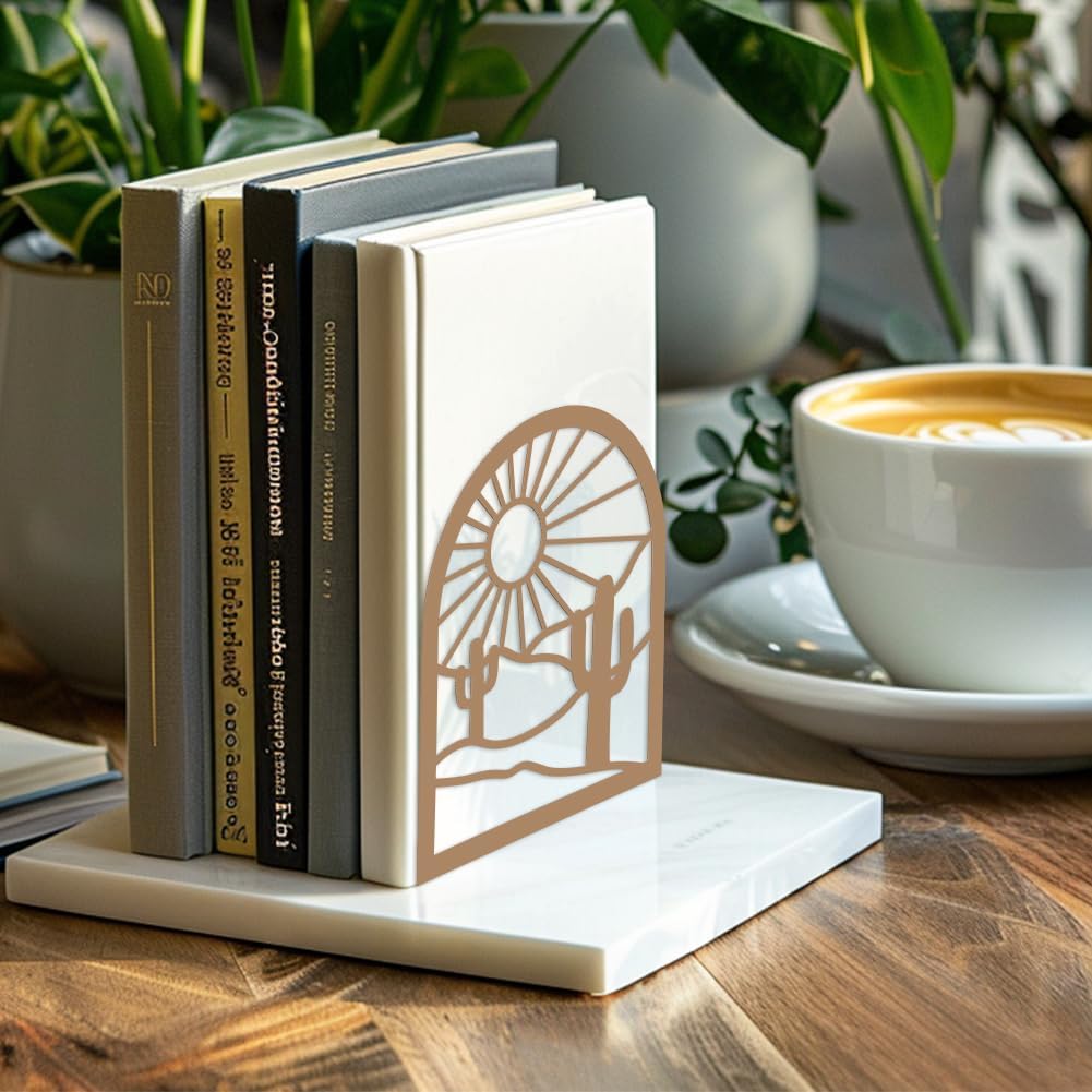 Metal Bookends / Modern Decor Heavy Duty Study Book Support Stoppers / Bohemian Landscape