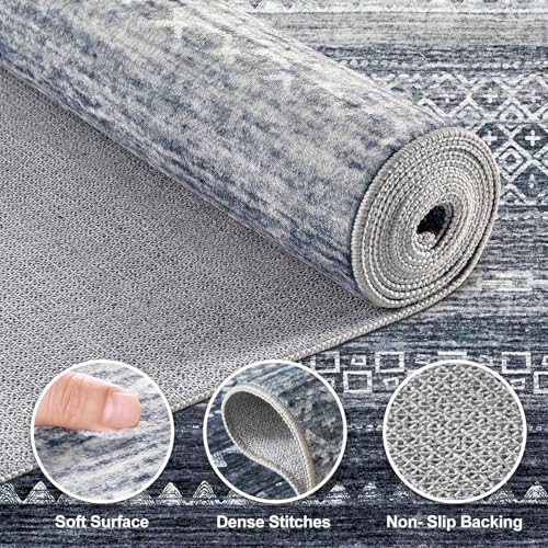 Nakagishi Boho 10x12 Area Rug Living Room Rugs Machine Washable Blue