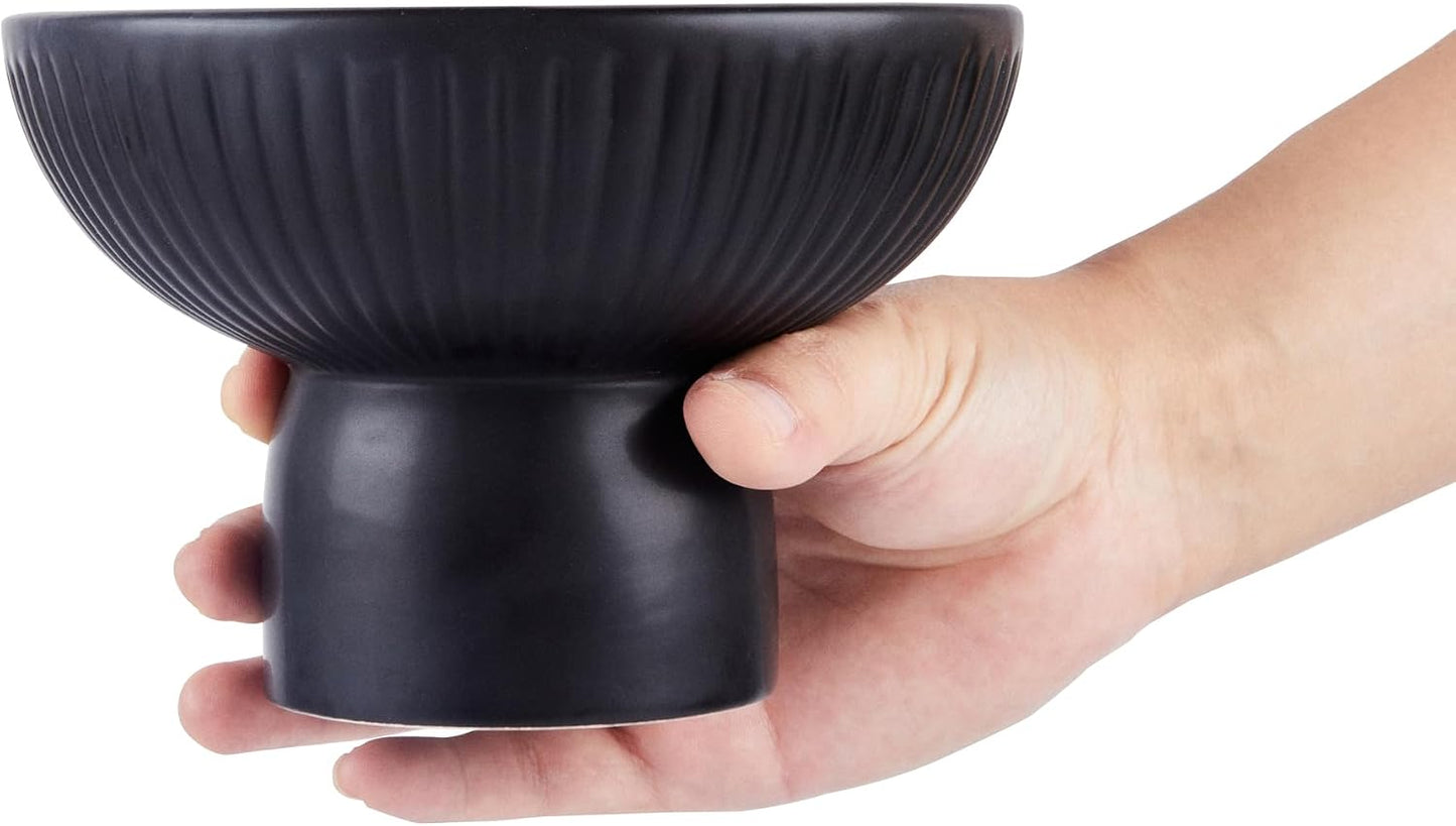 Table Art Flower Vase / Black / Pedestal, 6