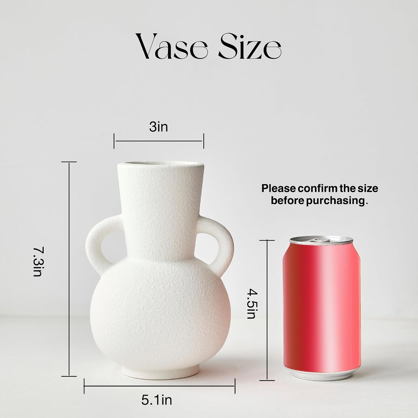 Ceramic Vase / Modern Flower Vase Decorative Vases for Bouquet / Vase-04 / White / 7 Inch