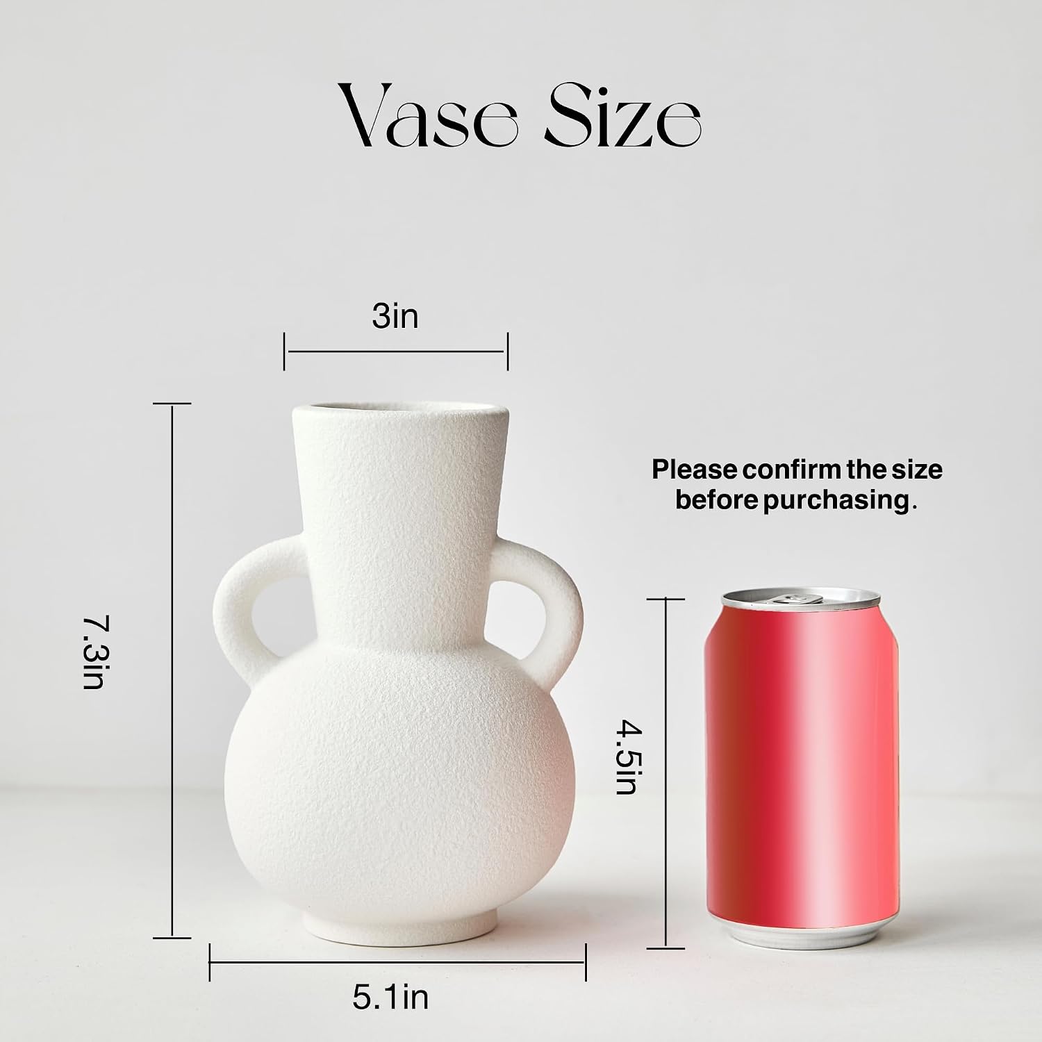Ceramic Vase / Modern Flower Vase Decorative Vases for Bouquet / Vase-04 / White / 7 Inch