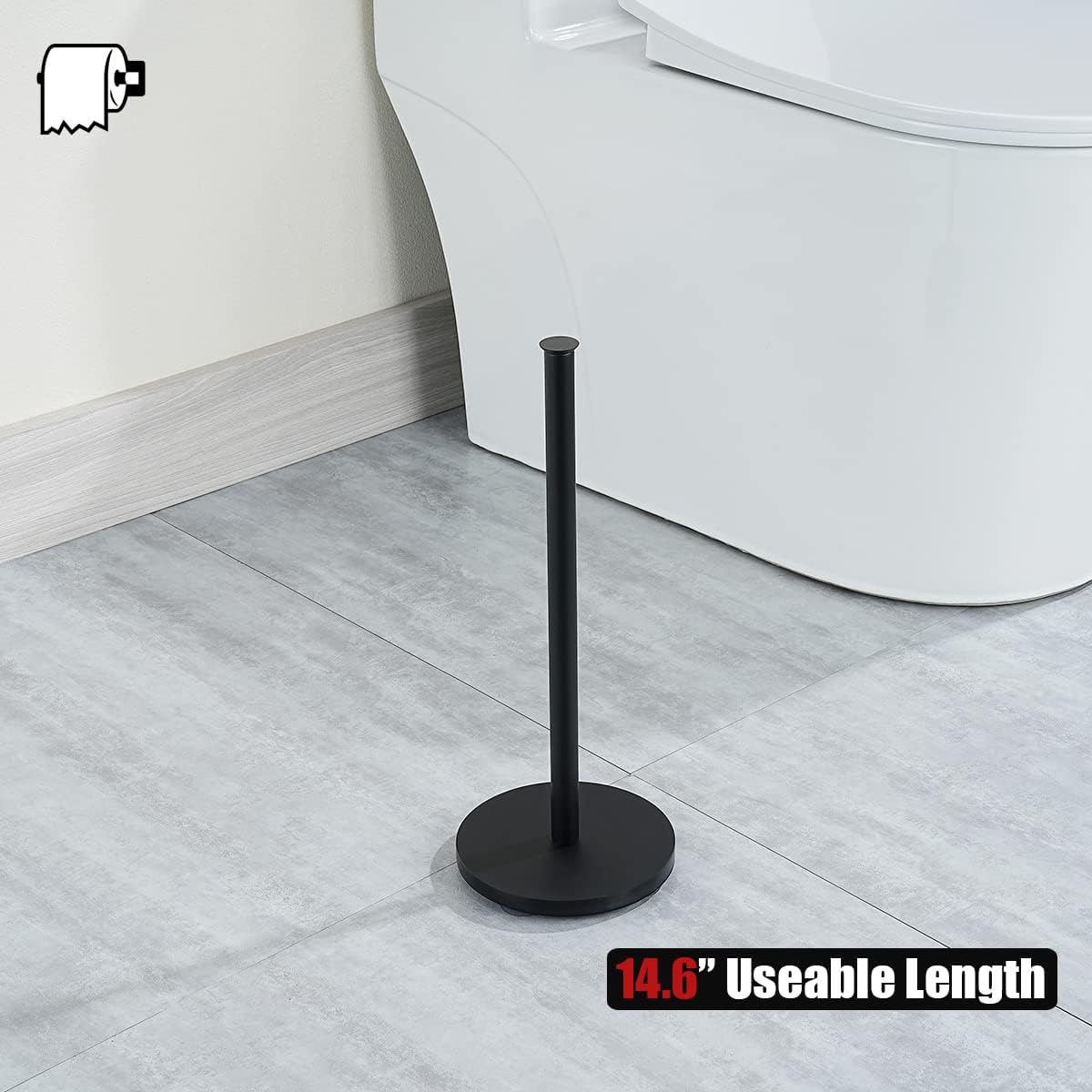 JQK Toilet Paper Storage Stand Matte Black, 304 Stainless Steel Thicken 0.8mm Tissue Reserve Holder 3 Rolls Dispenser
