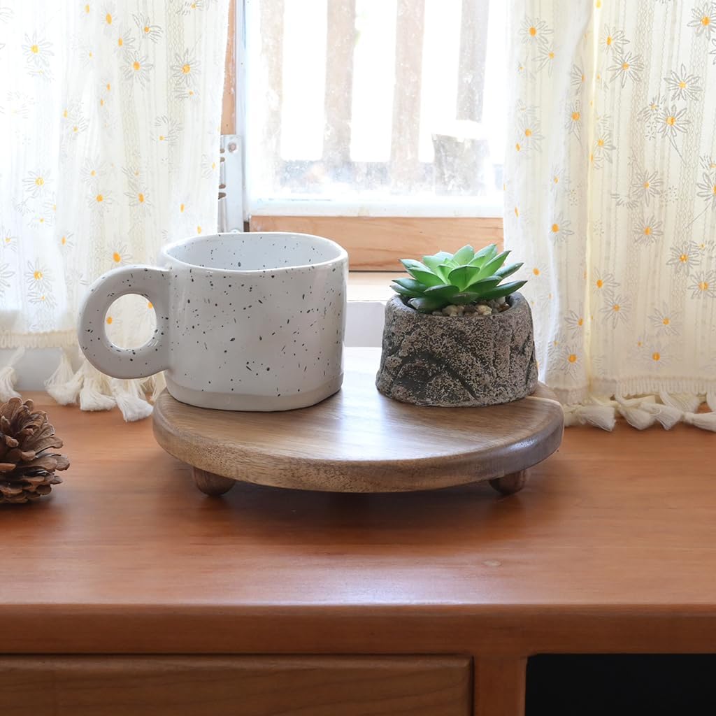 Small Round Acacia Wood Pedestal Stand Decorative Farmhouse Wood Riser for Display Wooden Stand Soap