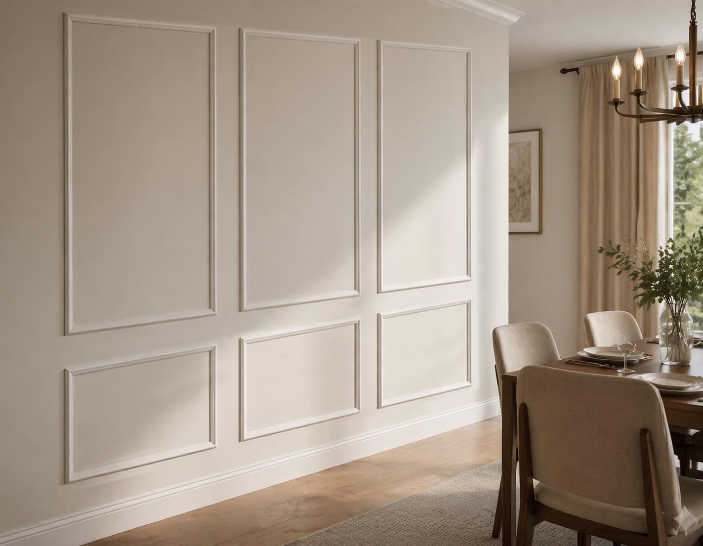 Box Trim Moulding Self Adhesive Premade Accent Panel for Accent Wall / 63 x 39 / 6 Panels
