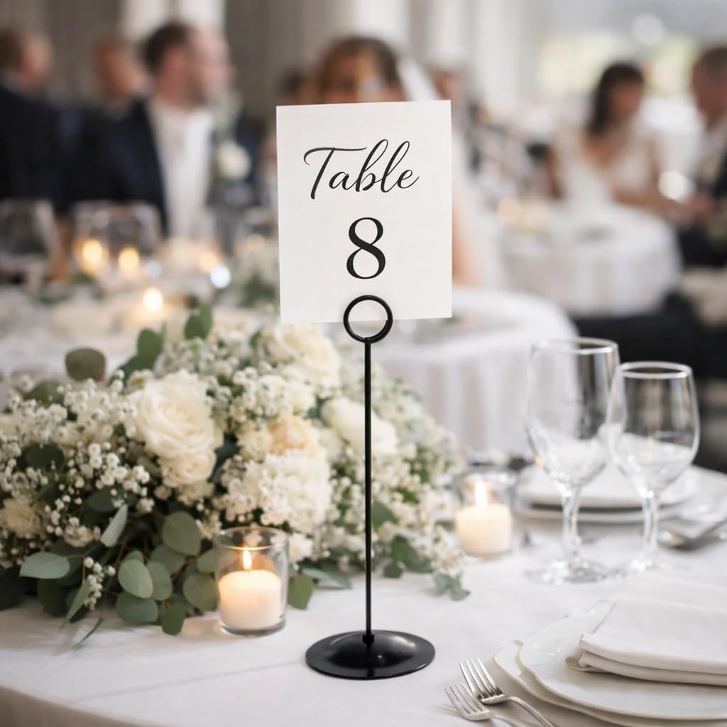 HOHIYA 12 Pack Black Table Number Holders 12" Wedding Place Card Stands | Stable metal stands display table numbers