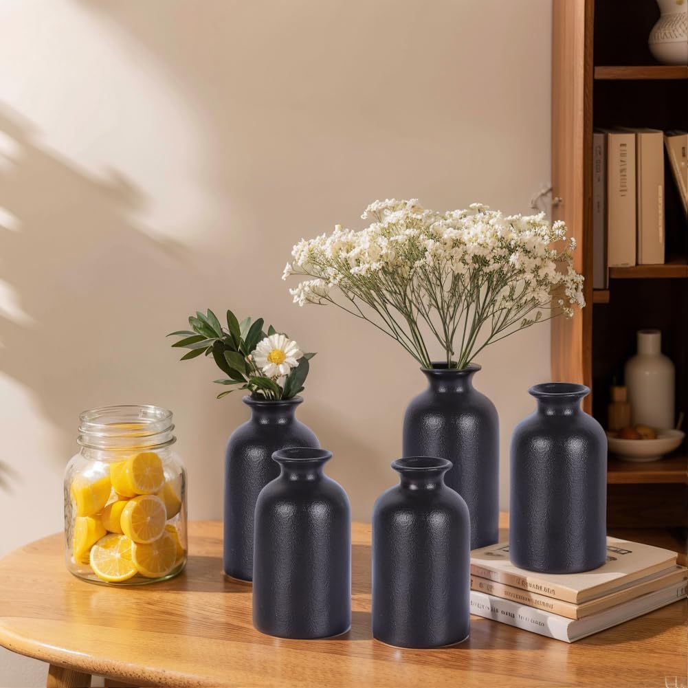 Ceramic Bud Vases for Centerpieces / Black / Set of 12