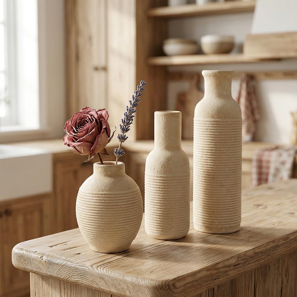 Rustic Farmhouse Vase / White2 / Set of 3