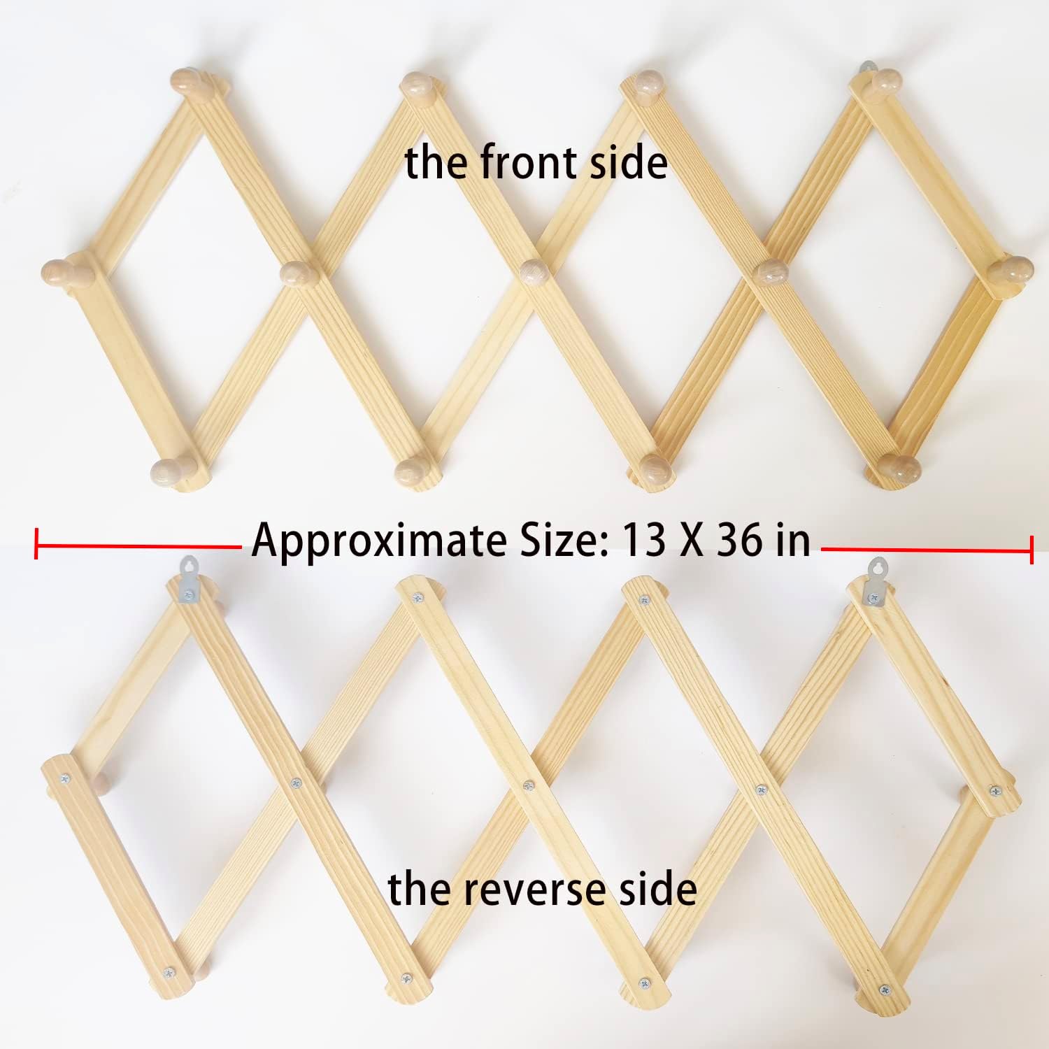AMAPON Accordion Wall Hanger Expandable Coat Hat Rack13 Peg Hook 2 Pack | Hang Hats Jackets Coffee Mug Purses Necklaces