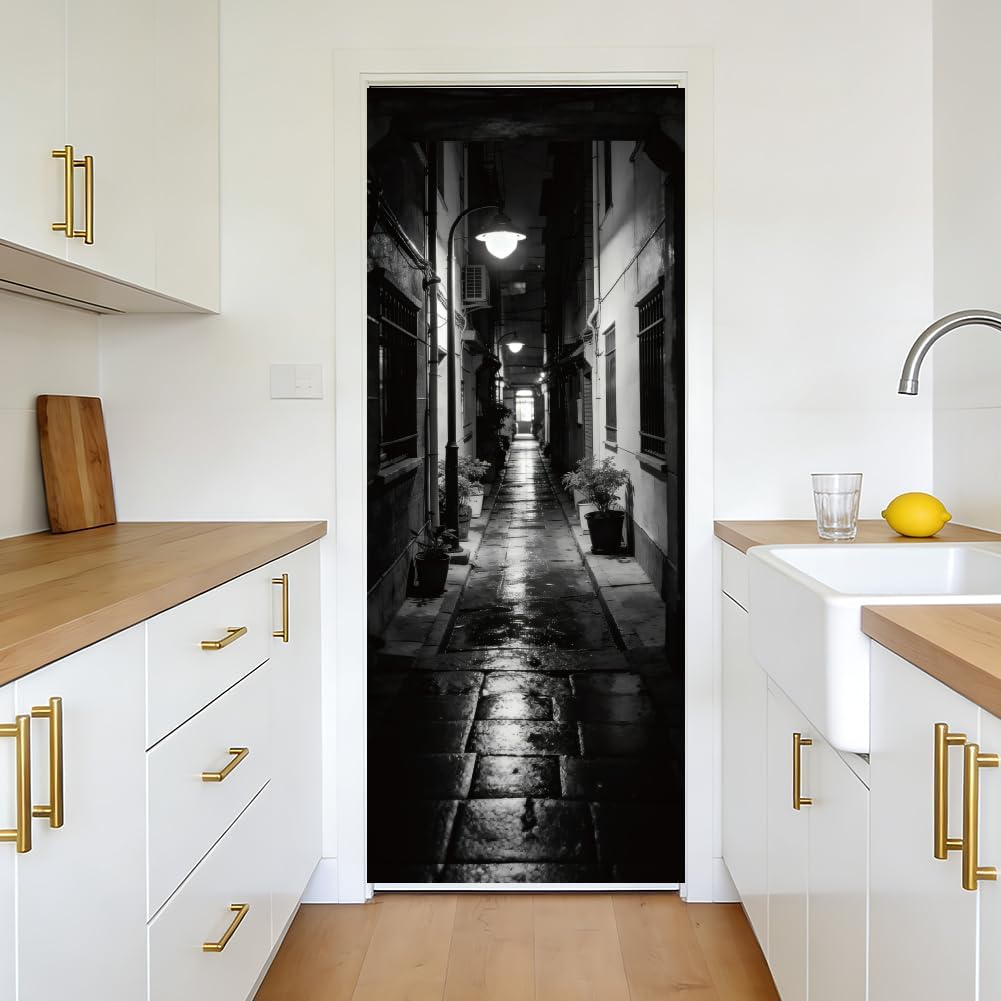 3D Self-Adhesive Door Sticker / Urban Streets / 31.5 x 78.7 / Set of 2