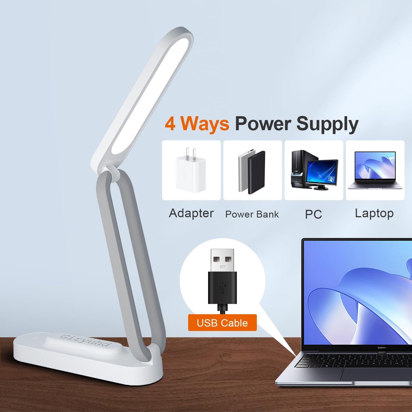 Giryuhd LED Desk Lamp for Office Home & Battery Operated Lamp Rechargeable Lamp Foldable & Portable Light, LED Desk