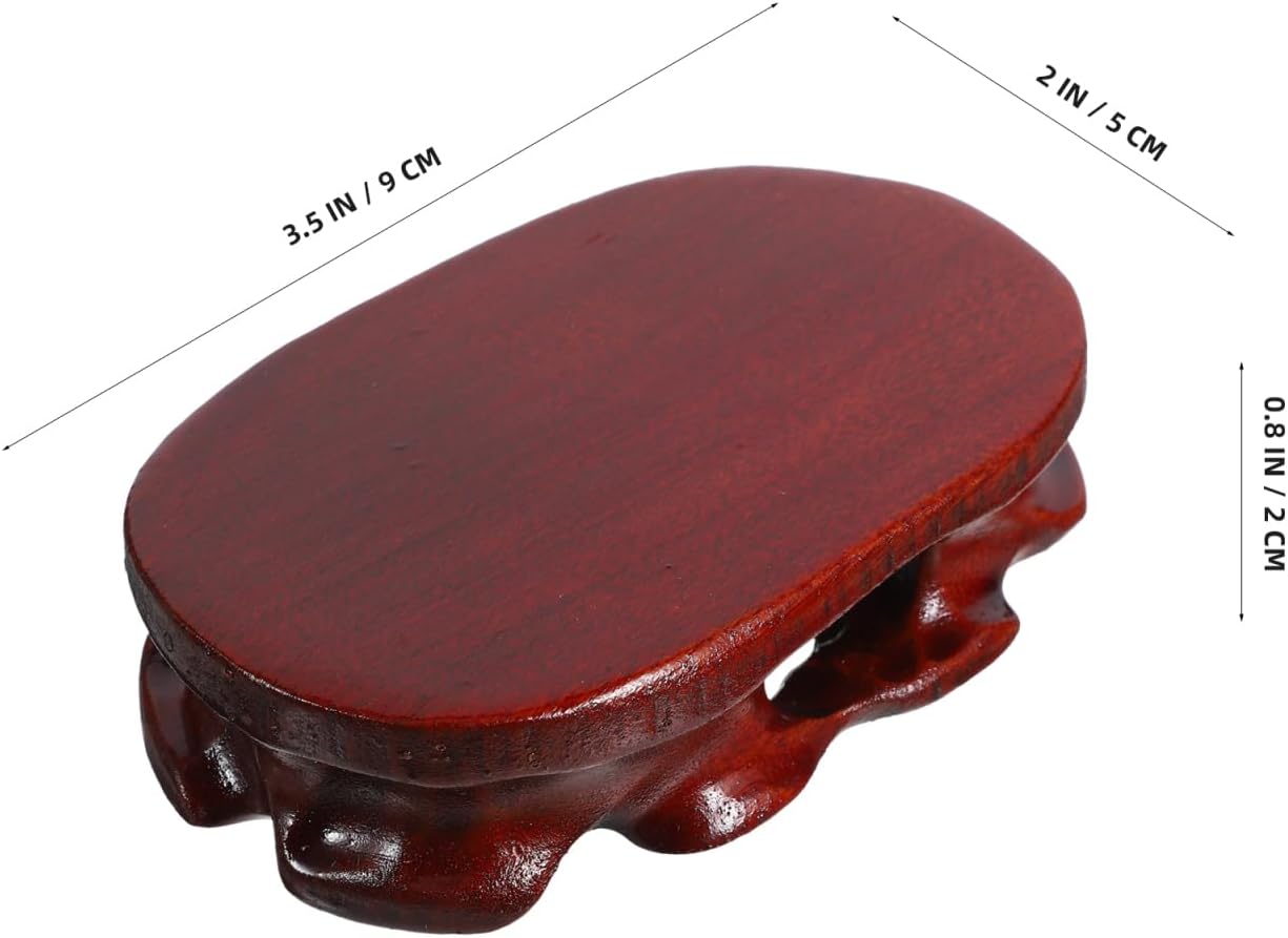 Oval Wood Display Stand Base Ornament for Small Statues Crafts Flowerpots Incense Burners Rustic