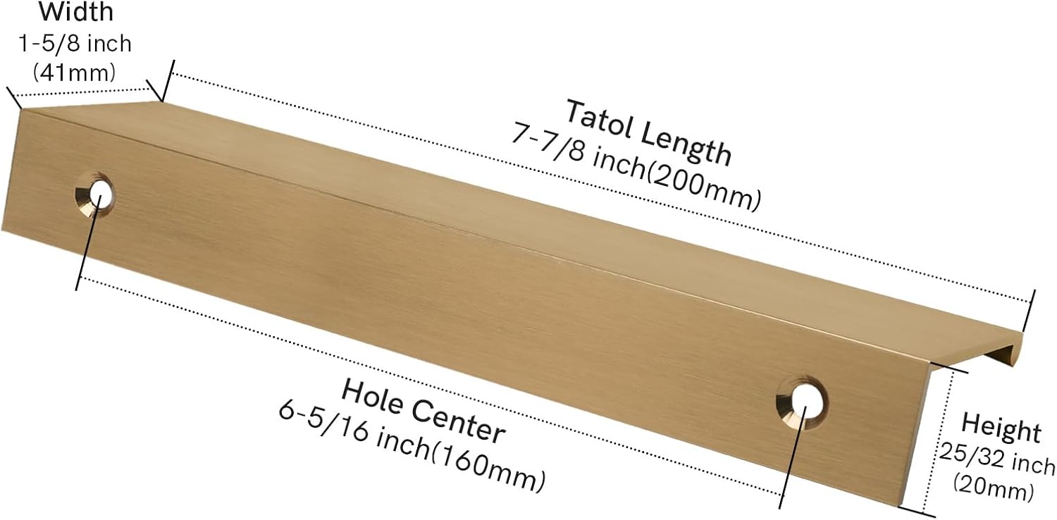 Brushed Bronze Edge Pulls for Cabinet / Hole Center: 6-1/4in / Champion Bronze / 4 Inch / Set of 4