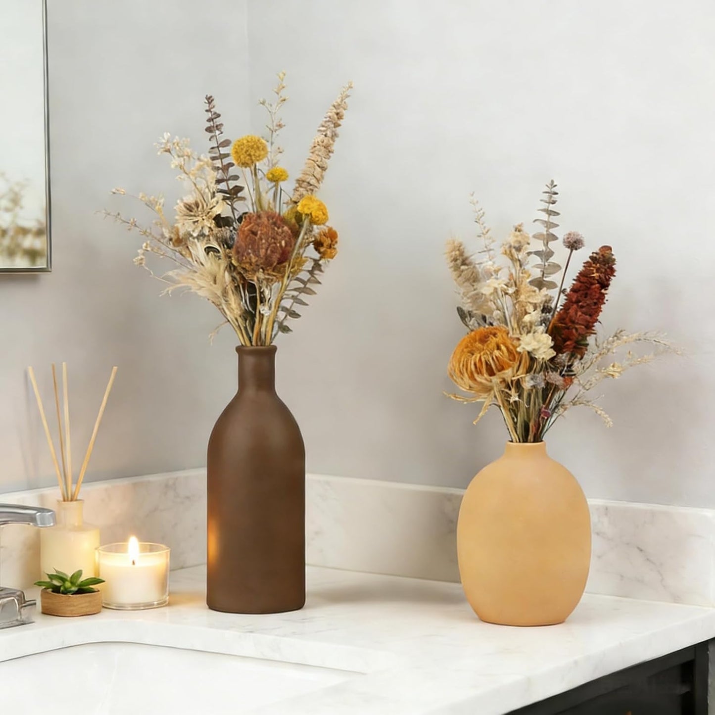 Ceramic Vase / Modern Farmhouse Boho Pottery Vases / Set of 5