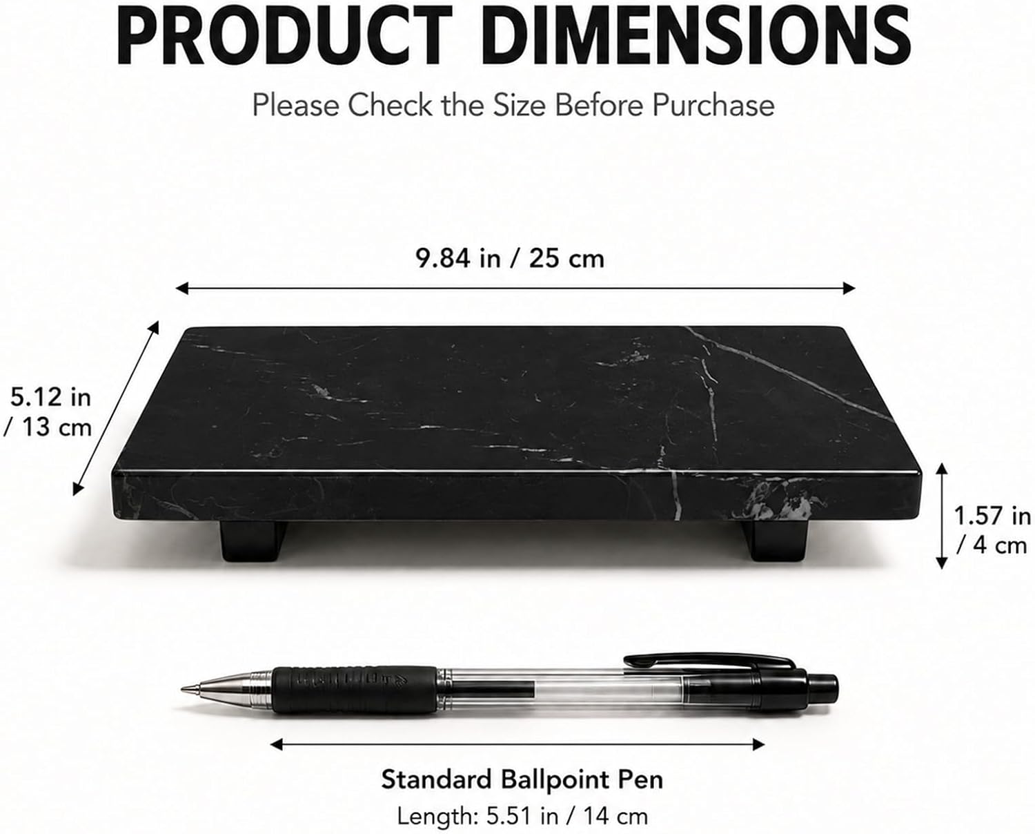 Small Stone Pedestal Tray / Black