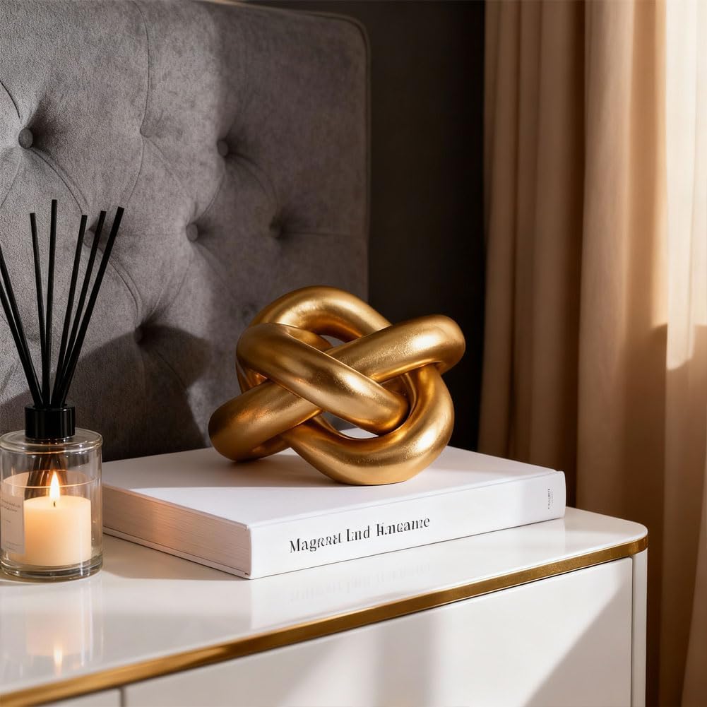 Gold Coffee Table Decor Modern Shelf / Gold Knot - A