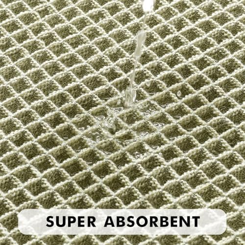 MIULEE Set of 2 Waffle Bathroom Rugs Boho Bath Mat Sage Green 17x24 Inch