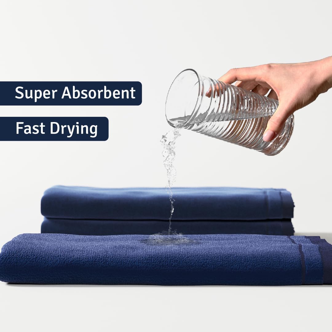 Creative Scents Cotton Fingertip Towels Set Blue - 4 Pack - 11 x 18 Inches Decorative Small Extra-Absorbent and Soft